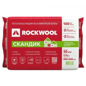 Изоляция Rockwool Лайт Баттс Скандик 800х600х100 мм (6 плит в упак)